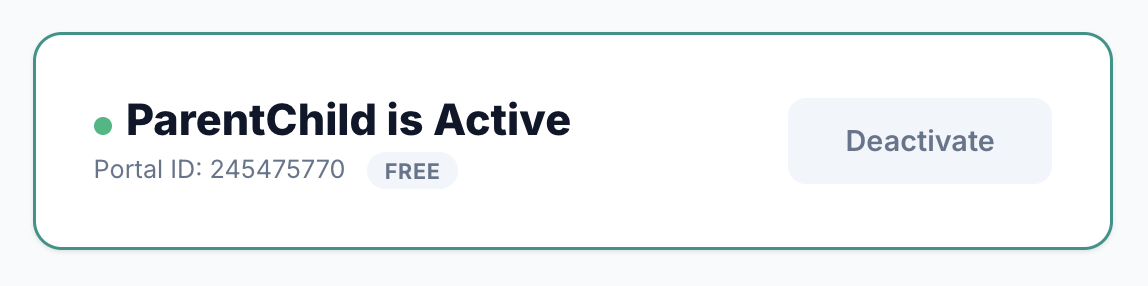 ParentChild active status with Deactivate button